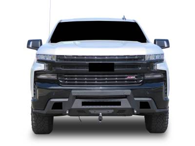 Black Horse Off Road - ARMOUR III Heavy Duty With 20" Single Row Light Bar and 12K Synthetic Rope Winch-Textured Black-2019-2021-Chevrolet Silverado 1500/2022-Chevrolet Silverado 1500 LTD|Black Horse Off Road