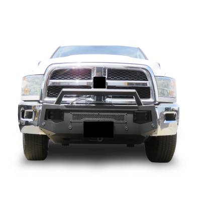 Black Horse Off Road - ARMOUR III Heavy Duty With 20" Single Row Light Bar and 12K Synthetic Rope Winch-Textured Black-2013-2018-Ram 2500/3500|Black Horse Off Road