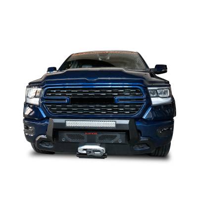 Black Horse Off Road - ARMOUR III Heavy Duty With 20" Single Row Light Bar-Textured Black-2019-2024-Ram 1500|Black Horse Off Road