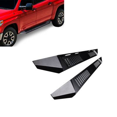Black Horse Off Road - ARMOUR Heavy Duty Steel Running Boards-Black-2015-2025 Ford F-150 SuperCrew Cab/2022-2025 Ford F-150 Lightning SuperCrew Cab/2017-2025 Ford F-250|F-350 |F-450|F-550 Super Duty Crew Cab|Black Horse Off Road
