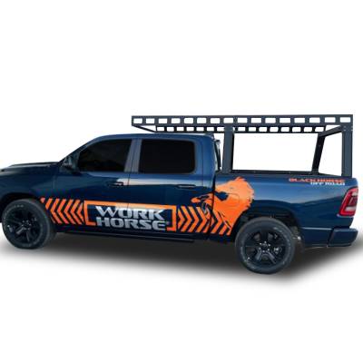 Black Horse Off Road - Base K2 Over Cab Rack-Black-2004-2026 Silverado&Sierra 1500&Titan|2009-2026 Dodge Ram 1500|2011-2026 Ram 2500|2001-2026 F-150|2022-2026 F-150 Lightning|2007-2026 Tundra|Black Horse off Road