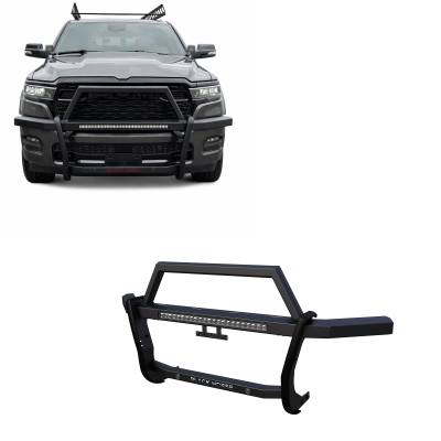 Black Horse Off Road - RAMBLER Grille Guard With 30" LED Bar Single Row-Black-2019-2023 Ram 1500|Black Horse Off Road