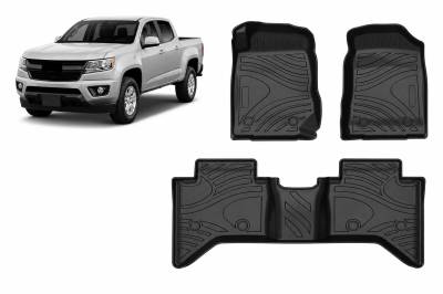 Black Horse Off Road - Black Horse TOTALINER 3.5mm Heavy Duty TPE Anti-skid Floor Mat Rug Liner fits 2019-2026 Chevrolet Colorado Crew Cab