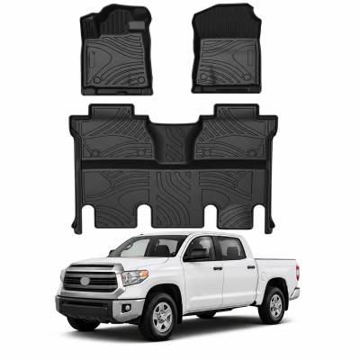 Black Horse Off Road - Black Horse TOTALINER 3.5mm Heavy Duty TPE Anti-skid Floor Mat Rug Liner fits 2014-2021 Toyota Tundra Crew Max