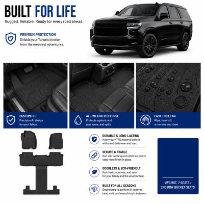 Black Horse Off Road - Black Horse TOTALINER Heavy Duty Floor Mats , Precisely Molded Anti-Skid All-Weather Floor Liner Set, Black fits 2021-2026 Chevrolet Tahoe / GMC Yukon