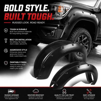 Black Horse Off Road - Textured Fender Flares-Black-2014-2015 GMC Sierra 1500|Black Horse Off Road