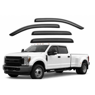 Black Horse Off Road - Black Horse Off Road [BHOR] |Tape On Rain Guard/Wind Deflectors|2017-2024 Ford F-250,F-350,F-450,F-550 Super Duty Super Crew Cab|Smoke,4Pcs|#14-94156