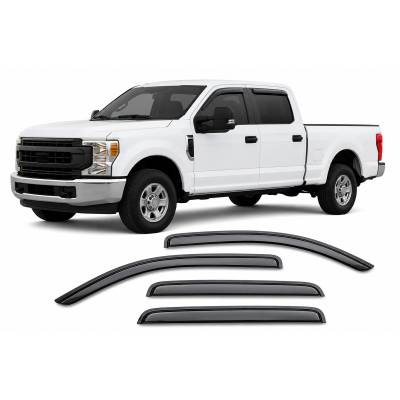 Black Horse Off Road - Black Horse Off Road [BHOR] |Tape On Rain Guard/Wind Deflectors|2015-2024 Ford F-150 Super Cab/2017-2024 Ford F-250,F-350,F-450,F-550 Super Duty Super Cab|Smoke,4Pcs|#14-94157