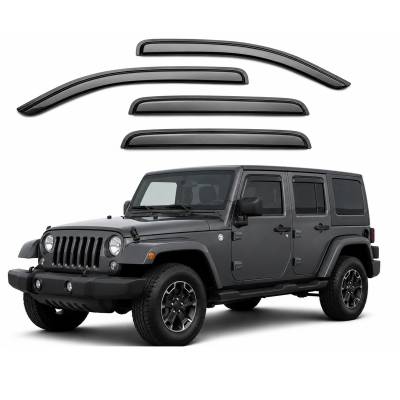 Black Horse Off Road - Black Horse Off Road [BHOR] |Tape On Rain Guard/Wind Deflectors|2007-2018 Jeep Wrangler JK |Smoke,4Pcs|#14-94249