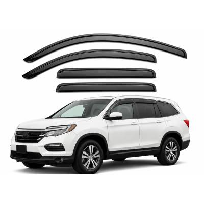 Black Horse Off Road - Black Horse Off Road [BHOR] |Tape On Rain Guard/Wind Deflectors|2016-2022 Honda Pilot |Smoke,4Pcs|#14-94746