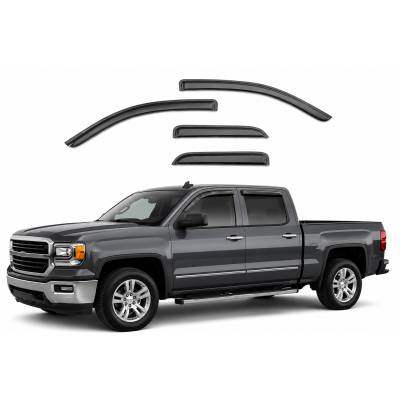 Black Horse Off Road - Black Horse Off Road [BHOR] |Tape On Rain Guard/Wind Deflectors|14-18 Silverado-Sierra 1500 Double Cab/15-19 Silverado-Sierra 2500/3500 HD Double Cab/19-22 Sierra 1500 Limited Double Cab|Smoke,4Pcs|#14-CHSLDC-14
