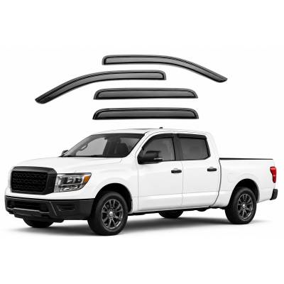 Black Horse Off Road - Black Horse Off Road [BHOR] |Tape On Rain Guard/Wind Deflectors|2004-2015 Nissan Titan Crew Cab|Smoke,4Pcs|#14-NSTICC