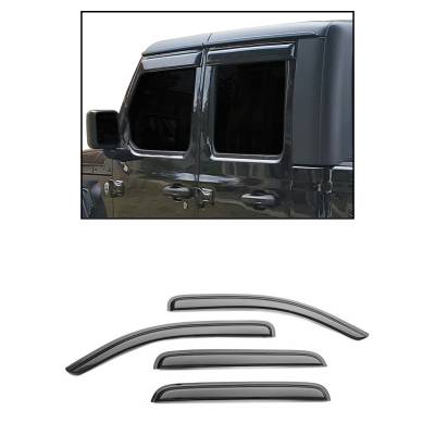 Black Horse Off Road - Black Horse Off Road [BHOR] |Tape On Rain Guard/Wind Deflectors|2020-2024 Jeep Gladiator /2018-2024 Jeep Wrangler |Smoke,4Pcs|#140340