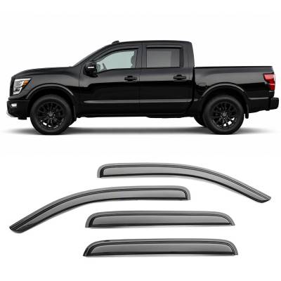 Black Horse Off Road - Black Horse Off Road [BHOR] |Tape On Rain Guard/Wind Deflectors|2016-2023 Nissan Titan XD Crew Cab/2017-2023 Nissan Titan Crew Cab|Smoke,4Pcs|#141537