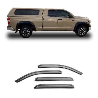 Black Horse Off Road - Black Horse Off Road [BHOR] |Tape On Rain Guard/Wind Deflectors|2007-2021 Toyota Tundra Double Cab|Smoke,4Pcs|#141655