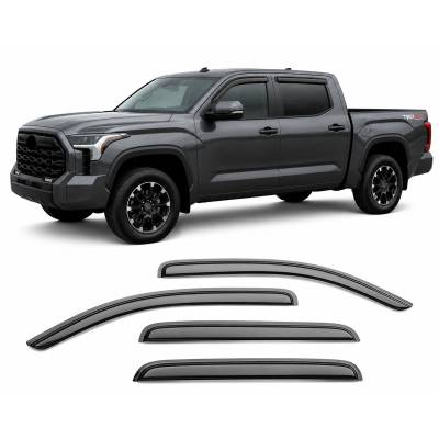 Black Horse Off Road - Black Horse Off Road [BHOR] |Tape On Rain Guard/Wind Deflectors|2007-2021 Toyota Tundra CrewMax|Smoke,4Pcs|#141657