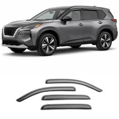 Black Horse Off Road - Black Horse Off Road [BHOR] |Tape On Rain Guard/Wind Deflectors|2021-2024 Nissan Rogue |Smoke,4Pcs|#144902