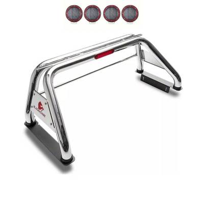 Black Horse Off Road - CLASSIC Roll Bar Kit-With 2 Set of 5.3" Black Trim Rings LED Flood Lights-Stainless Steel-2019-2026 Ram 1500 ( Excludes Classic model )|Black Horse Off Road