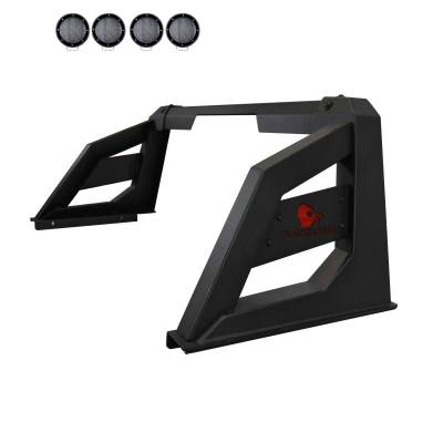Black Horse Off Road - ARMOUR Roll Bar Kit-With 2 Set of 5.3" Black Trim Rings LED Flood Lights-Matte Black-Ram,Silverado and Sierra F-150/Titan|Black Horse Off Road