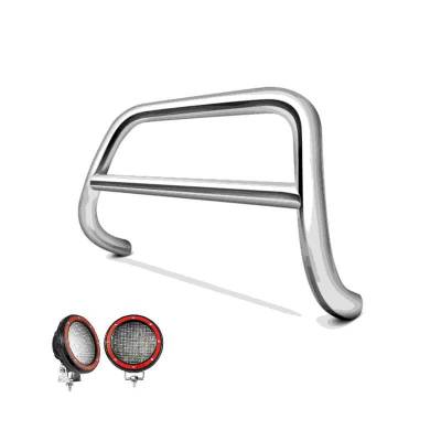 Black Horse Off Road - A Bar With Set of 5.3" Red Trim Rings LED Flood Lights-Stainless Steel-2005-2010 Toyota Sienna|Black Horse Off Road
