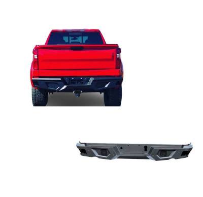 Black Horse Off Road - Armour Heavy Duty Rear Bumper-Matte Black-2019-2026 Chevrolet Silverado- Sierra 1500/2020-2026 Chevrolet Silverado 2500-3500|Black Horse Off Road