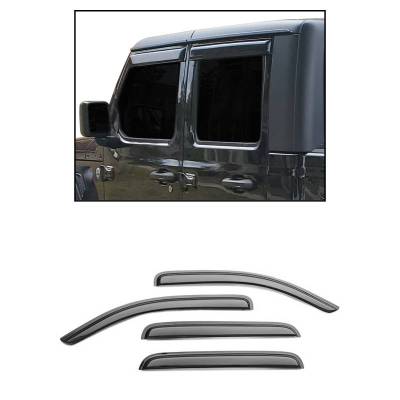 Black Horse Off Road - Black Horse Off Road [BHOR] |Tape On Rain Guard/Wind Deflectors|2020-2026 Jeep Gladiator /2018-2026 Jeep Wrangler |Smoke,4Pcs|#140340