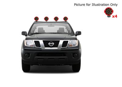 Black Horse Off Road - J | Armour Roll Bar Kit | Black | with 7" Red Round LED Lights | ARB-NIFRB-PLR - Image 2
