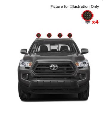 Black Horse Off Road - J | Classic Roll Bar | Stainless Steel | Tonneau Cover Compatible | W/ 2 Set of 7" Red LED Lights | RB06SS-PLR