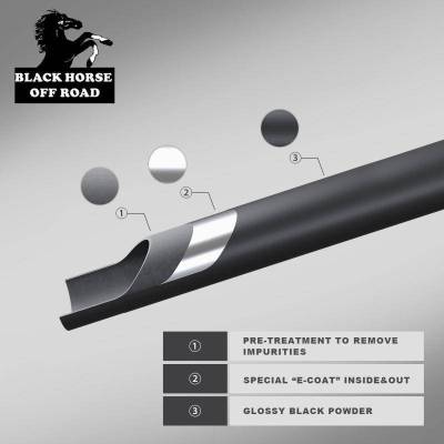 Black Horse Off Road - D | Grille Guard Kit| Black | With Set of 7" Red LED - Image 2