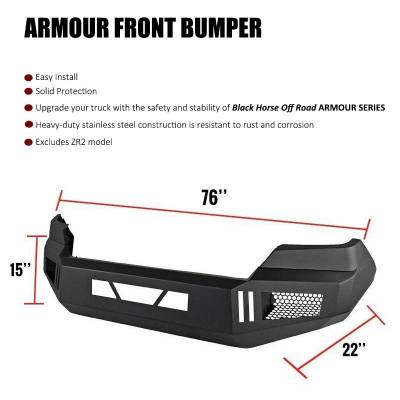Black Horse Off Road - B | Chevrolet Colorado 15-20 (not ZR2) Armour Front Bumper | Black | AFB-CO15 - Image 4