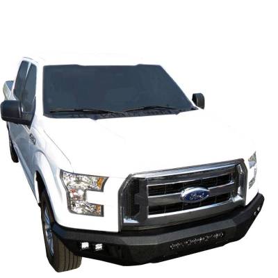 B | Armour Heavy Duty Front Bumper Kit | Black | With LED Lights (1x 20in light bar, 2x pair LED cube) | AFB-F115-18-KIT