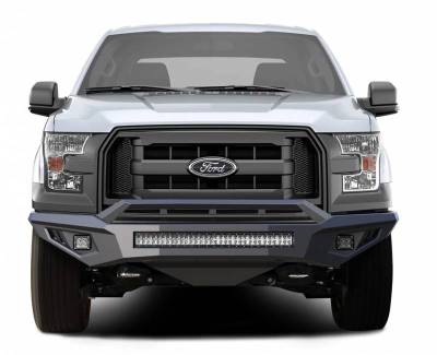 Front Bumpers - Armour Heavy Duty Front Bumper - Black Horse Off Road - B | Armour II Heavy Duty Front Bumper Kit| Black | Includes 1 30in LED Light Bar, 2 sets of 4in cube lights | AFB-F117-K2