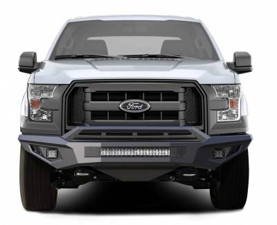 B | Armour II Heavy Duty Front Bumper Kit| Black | Includes 1 20in LED Light Bar, 2 sets of 4in cube lights | AFB-F117-K1