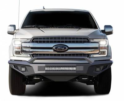 B | Armour II Heavy Duty Front Bumper Kit| Black | Includes 1 20in LED Light Bar, 2 sets of 4in cube lights | AFB-F118-K1