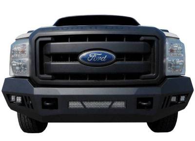 Front Bumpers - Armour Heavy Duty Front Bumper (With LED Lights) - Black Horse Off Road - B | Armour Heavy Duty Front Bumper Kit | Black | With LED Lights (1x 20in light bar, 2x pair LED cube) | AFB-F217-KIT