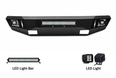 Black Horse Off Road - B | Armour Front Bumper Kit | Black | With LED Lights (1x 20in light bar, 2x pair LED cube) | AFB-NITI-KIT - Image 3