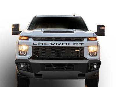 Black Horse Off Road - B | Armour Front Bumper Kit | Black | With LED Lights (1x 20in light bar, 2x pair LED cube) | AFB-SI14-KIT