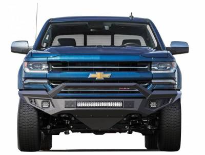 Front Bumpers - Armour Heavy Duty Front Bumper (With LED Lights) - Black Horse Off Road - B | Armour II Heavy Duty Front Bumper Kit| Black | Includes 1 20in LED Light Bar, 2 sets of 4in cube lights | AFB-SI18-K1