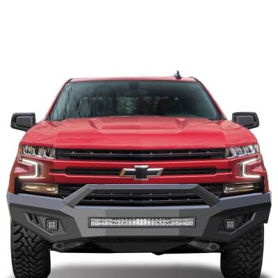 Black Horse Off Road - B | Armour II Heavy Duty Front Bumper Kit| Black | Includes 1 30in LED Light Bar, 2 sets of 4in cube lights | AFB-SI19-K2