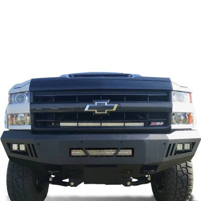 Black Horse Off Road - B | Armour Front Bumper Kit | Black | With LED Lights (1x 20in light bar, 2x pair LED cube) | AFB-SI25-15-KIT - Image 2