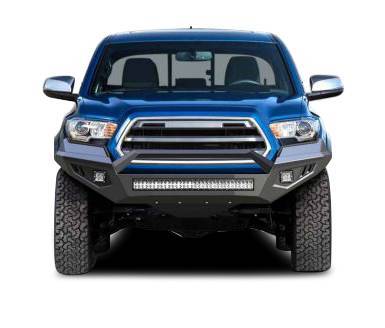 B | Armour II Heavy Duty Front Bumper Kit| Black | Includes 1 30in LED Light Bar, 2 sets of 4in cube lights | AFB-TA20-K2