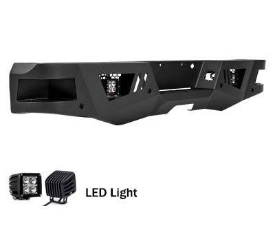 Black Horse Off Road - I | Heavy Duty Armour Rear Bumper Kit | Black | With LED Lights (2x pair LED cube) | ARB-F106-KIT - Image 2