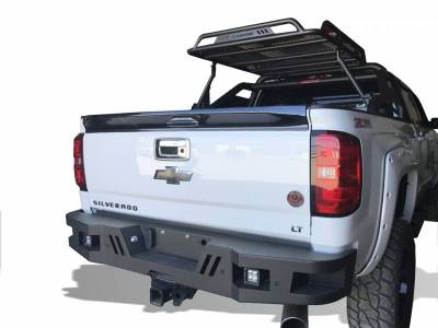 Rear End Protection - Armour Heavy Duty Rear Bumper (With LED Lights) - Black Horse Off Road - I | Heavy Duty Armour Rear Bumper Kit | Black | With LED Lights (2x pair LED cube) | ARB-SI25-11-KIT