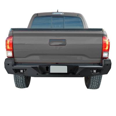 Rear End Protection - Armour Heavy Duty Rear Bumper (With LED Lights) - Black Horse Off Road - I | Heavy Duty Armour Rear Bumper Kit | Black | With LED Lights (2 LED cube Lights) | ARB-TA16-KIT