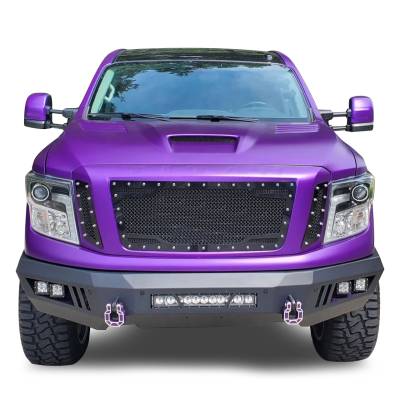 Black Horse Off Road - B | Armour Front Bumper Kit | Black | With LED Lights (1x 20in light bar, 2x pair LED cube) | AFB-NITI-KIT - Image 2