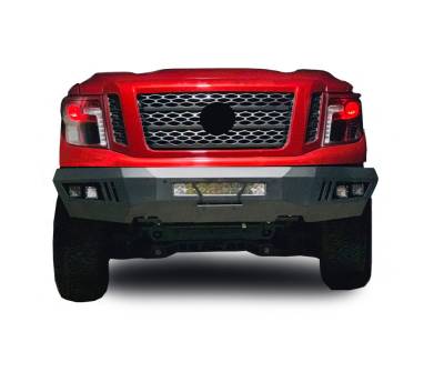 Black Horse Off Road - B | Armour Front Bumper Kit | Black | With LED Lights (1x 20in light bar, 2x pair LED cube) | AFB-NITI-KIT - Image 1