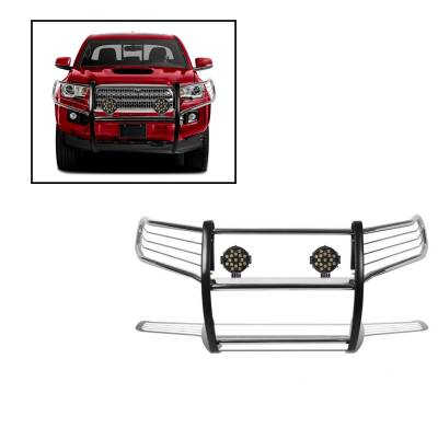 D | Grille Guard Kit | Stainless | With Set of 7" Black LED