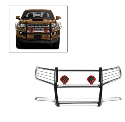 D | Grille Guard Kit | Stainless | With Set of 7" Red LED