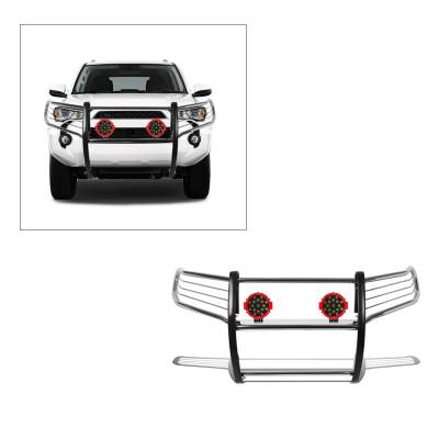 Black Horse Off Road - D | Grille Guard Kit | Stainless | With Set of 7" Red LED - Image 1