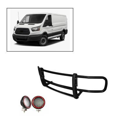 Black Horse Off Road - D | Grille Guard Kit | With Set 7'' Black LED - Image 1